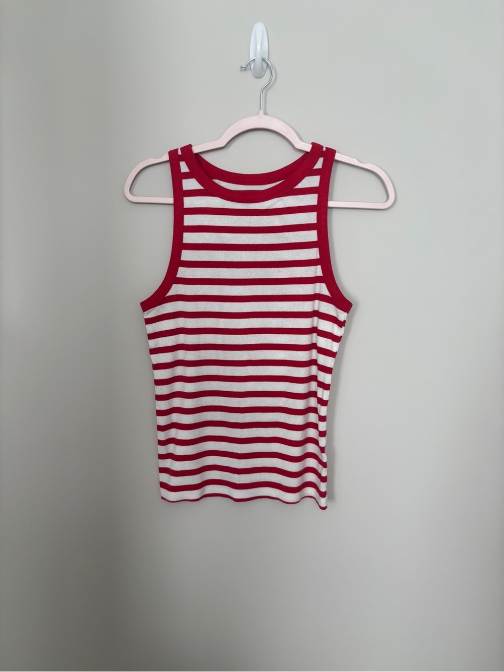 A New Day NWOT Size L Striped Red and White Tank Top - PTP 17” Length 24”
